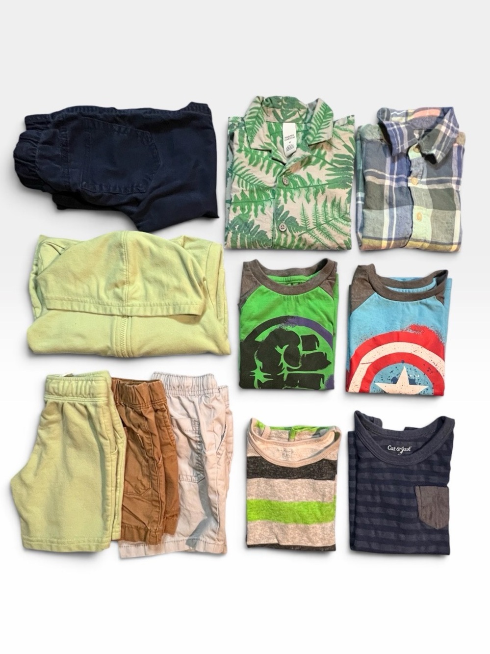 11 pc Boys Mixed Clothing Bundle - Shorts, Tees, Shirts 4T